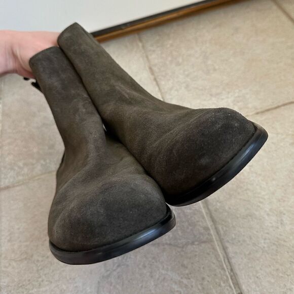 ALDO SIZE 12 khaki green Chelsea boot boots real genuine leather suede ankle - Picture 4 of 10
